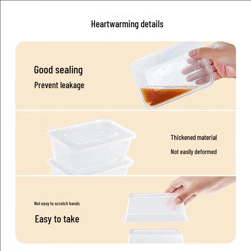 CIBO Disposable 500ml Rectangular Food Containers with Lids
