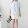 New Arrivals Open Run Women Wrinkle Free Shirt Plain Short Sleeve Office Wear