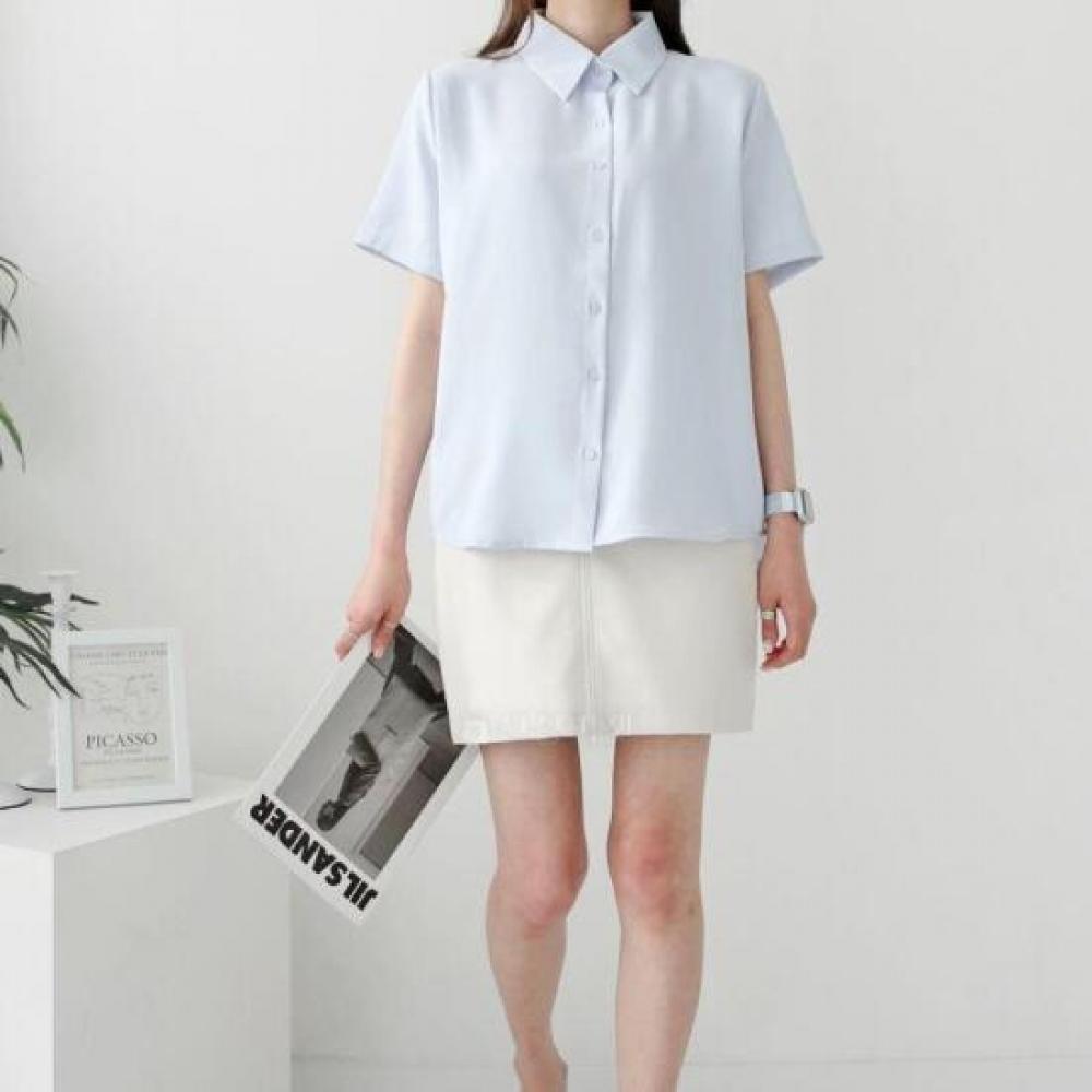 New Arrivals Open Run Women Wrinkle Free Shirt Plain Short Sleeve Office Wear