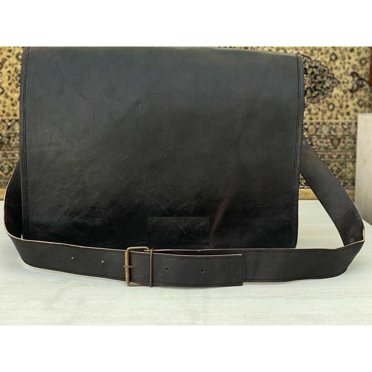 

Кожаная сумка-мессенджер на плечо, портфель для ноутбука 18 (Сумка ручной работы) женский черный 18 x 14 x 6 in