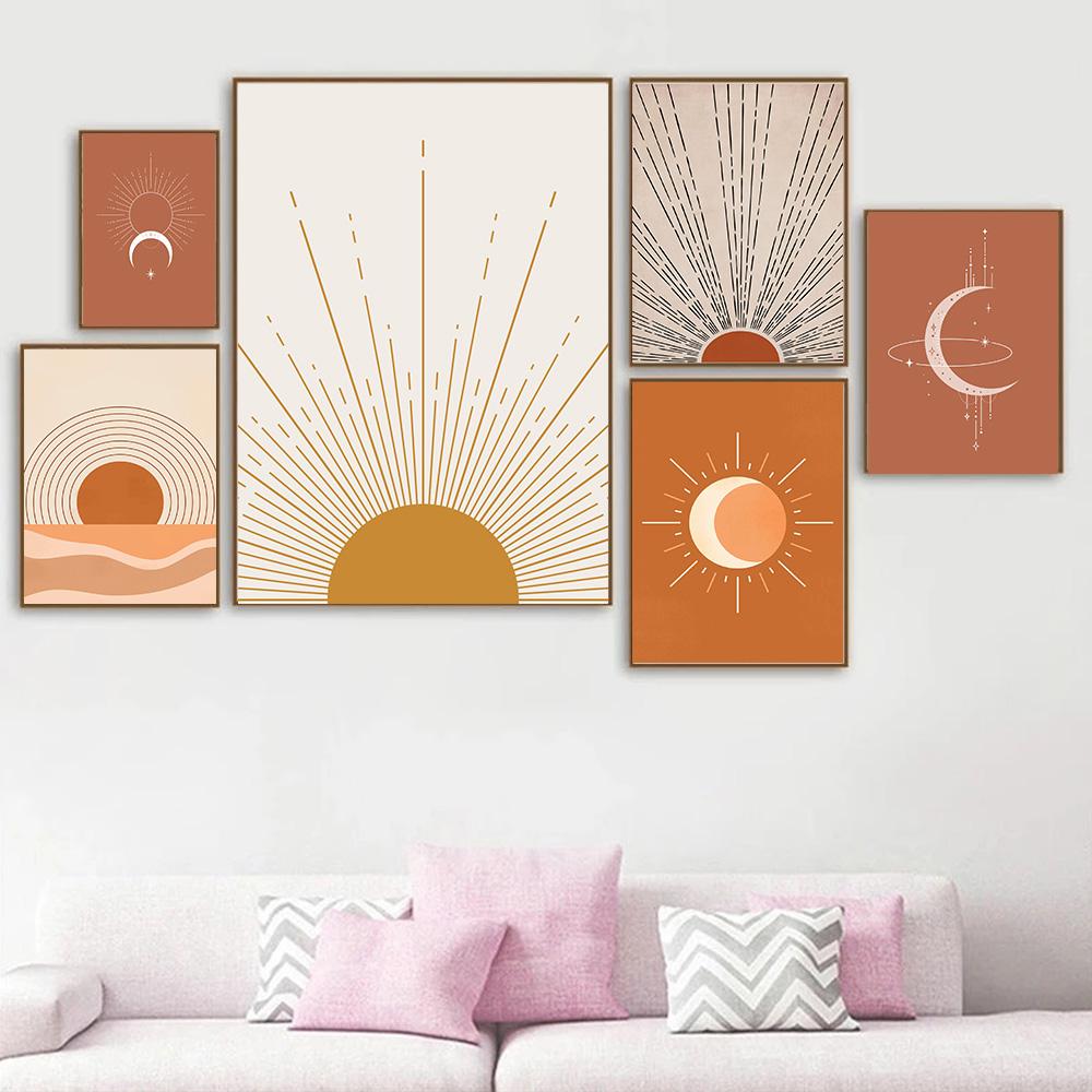 Abstract Boho Celestial Collection Prints Poster Canvas Painting Modern Wall Art Picture For Living Room Bedroom Home Decoration