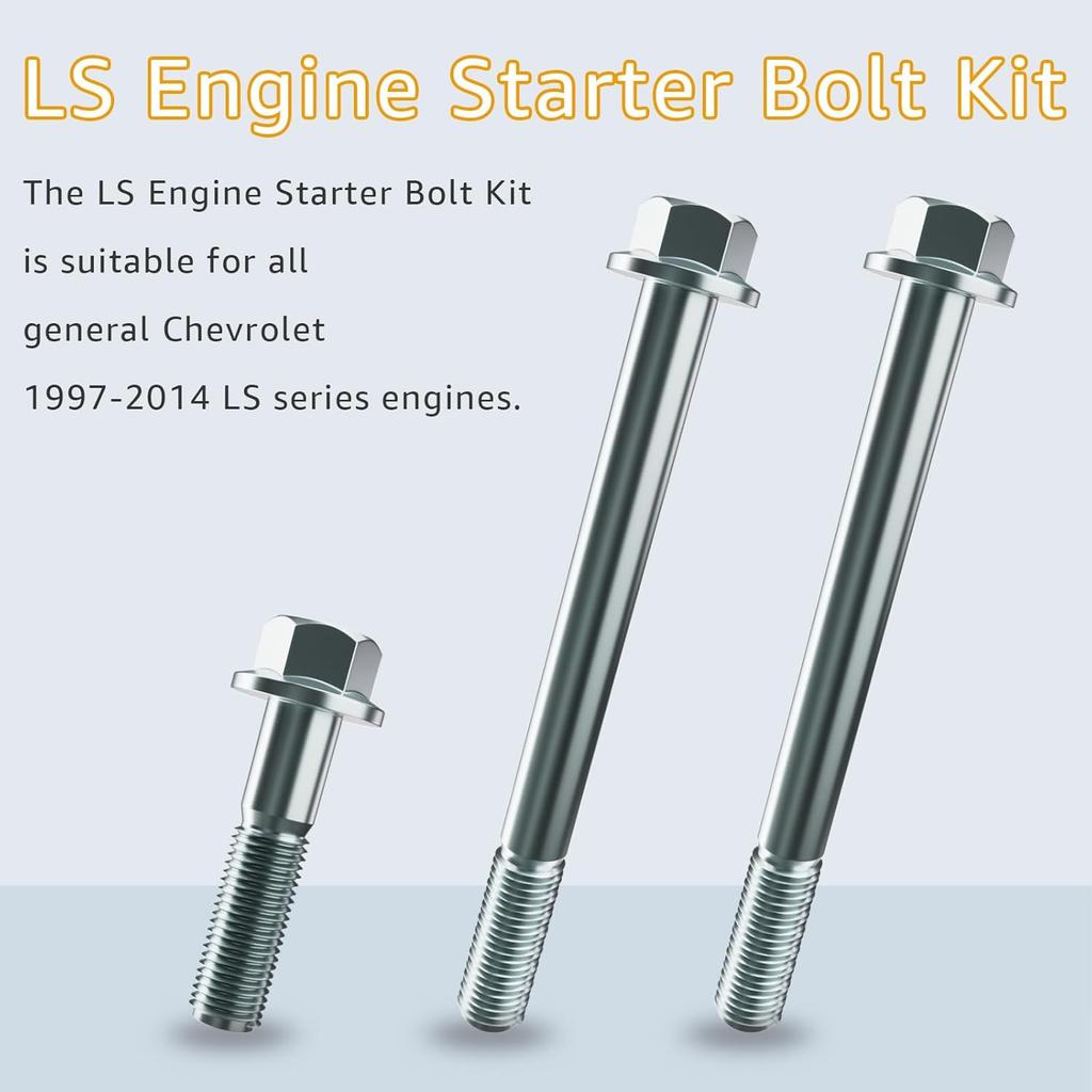 LS-Motor Anlasserbolzen-Kit Kompatibel Mit Allen GM Chevy Camaro Corvette Silverado LKW 1997-2014 LS-Serie Motoren LS1 LS2 LS3 LS6-4.8L 5.3L 6.0L
