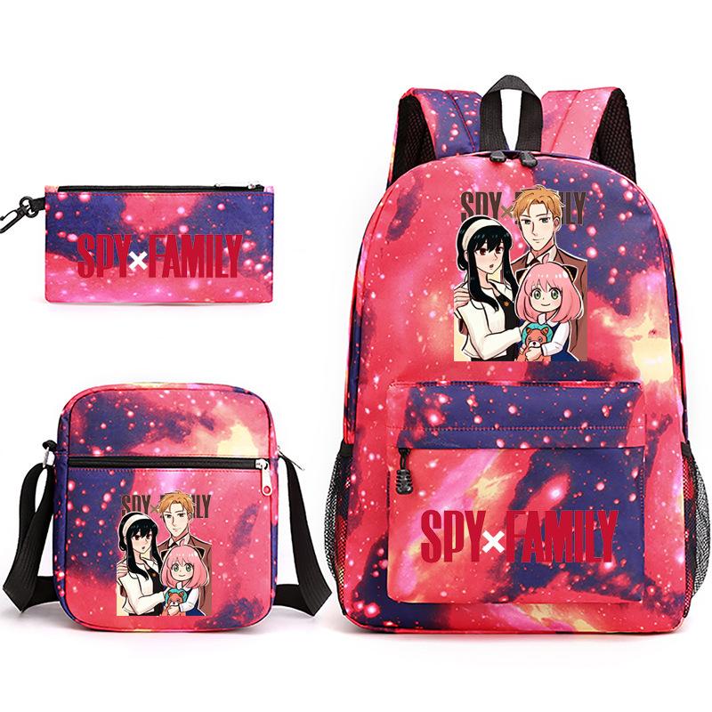 Spy Play House, Animation Periphery Backpack Student Schoolbag Satchel Pencil Case Three-Piece Set