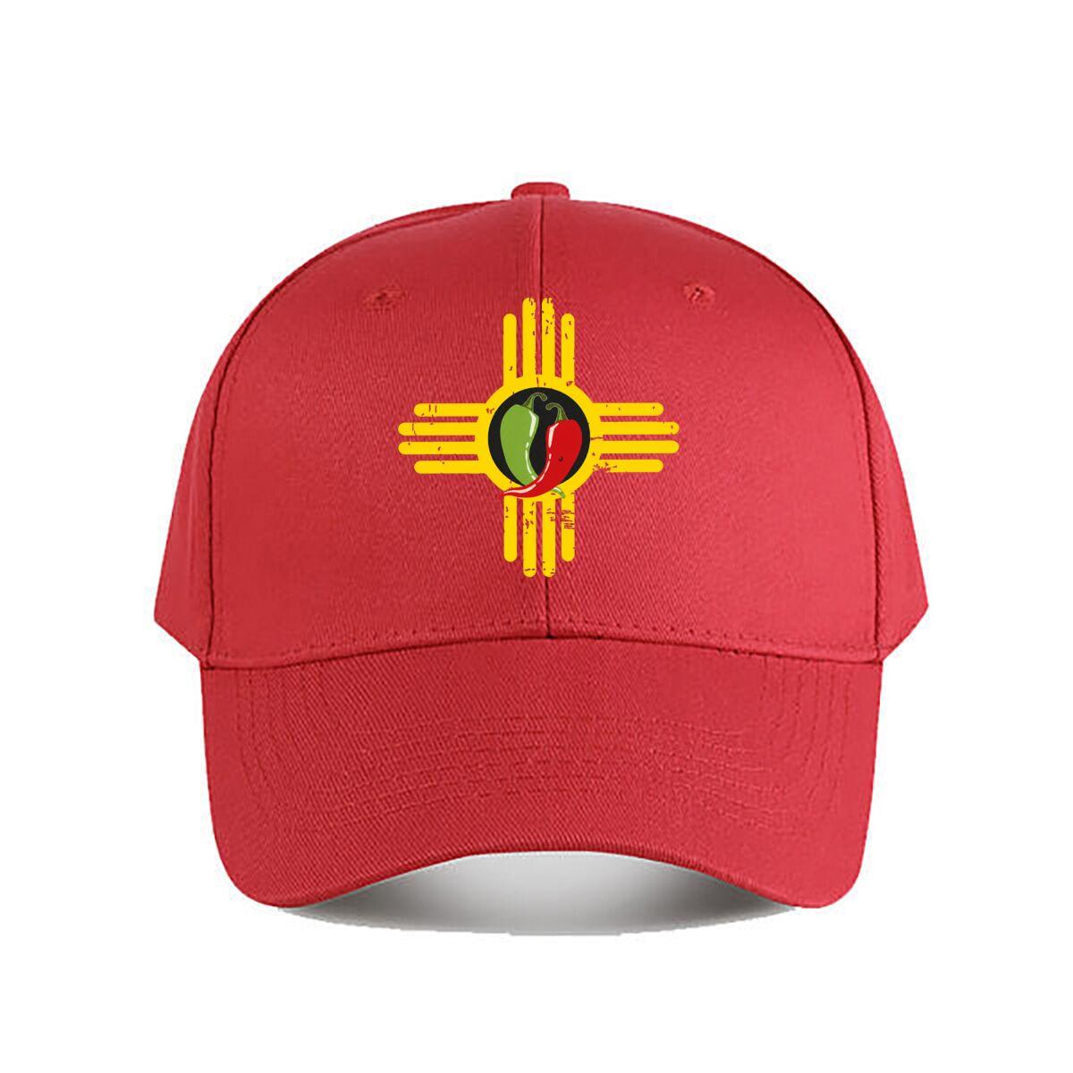 New Mexico Zia Symbol Red Green Chili Peppers Baseball Cap Fashion Unisex Sunhat Womens Outdoor Sports One Size