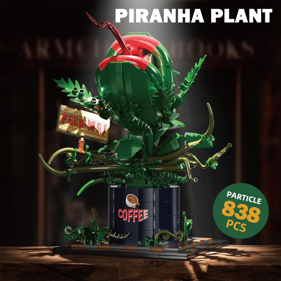 MOC Audrey II Piranha Plant Model Building Blocks Horrors Shop Chomper Potted Horrors Cannibal Flower Bricks Toys for Kids Gifts