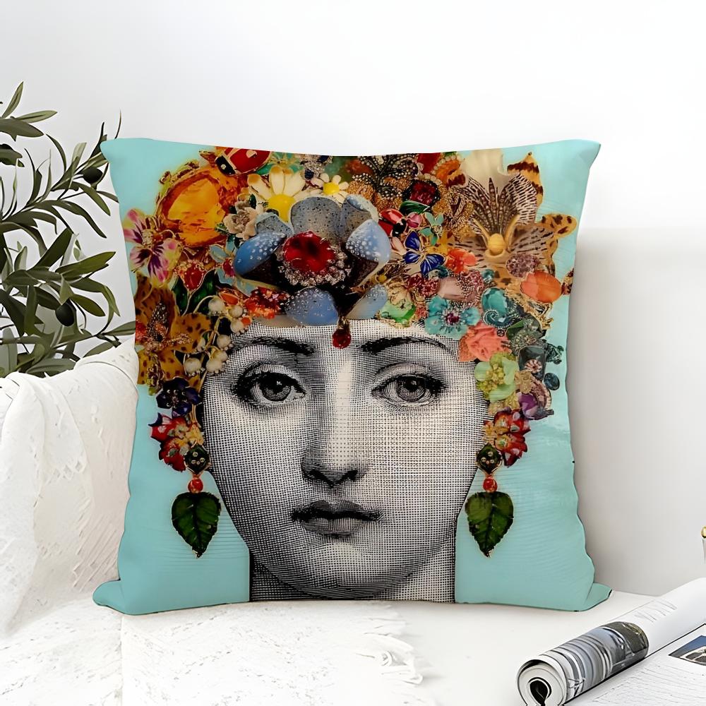 Abstract Women Simple Anime Art Pillow Case Cotton Linen Fabric Square Zipper Pillowcase Home Decorative Living Room