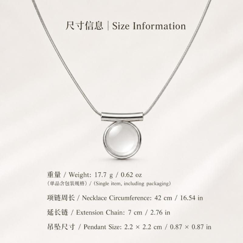 Lightweight Necklace Ring, Alloy and Resin Fashion Jewelry with Clear Colorless Centerpiece for Workwear, Date, and Party Outfits