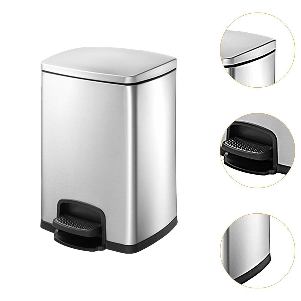 Foot Pedal Garbage Bin Kitchen Waste Basket Portable Removable Inner Bucket Step on Trash Can