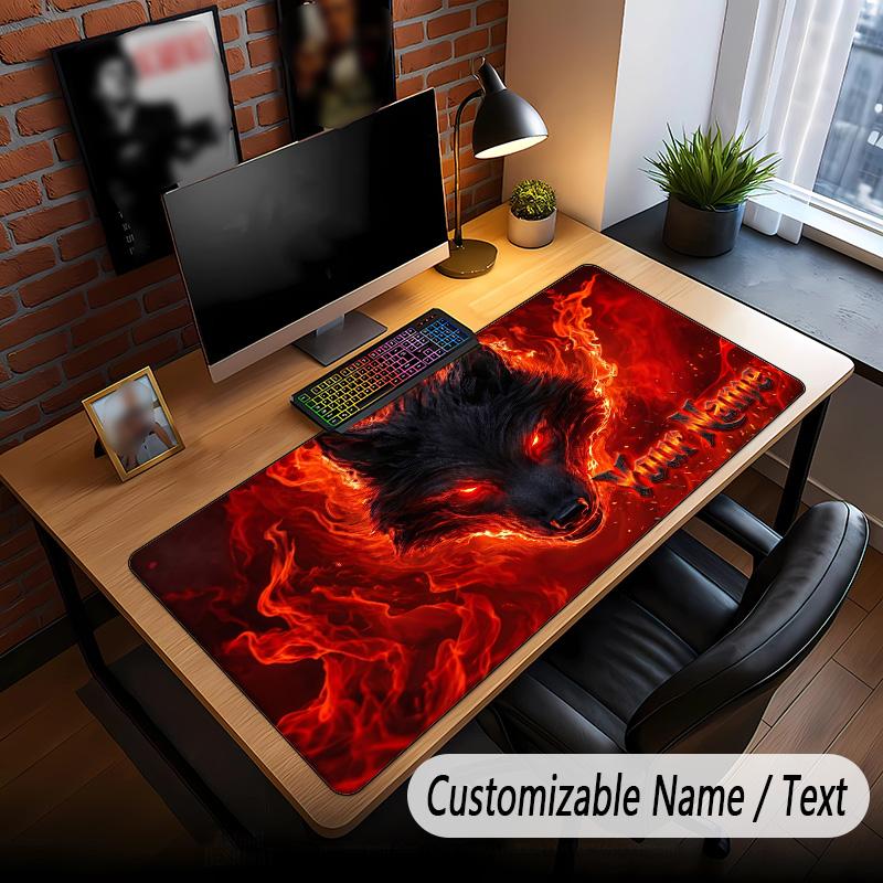 Vlčí téma Vlastní podložka pod myš Personalizovaná jménem Textem Přizpůsobená podložka na stůl Pro kancelář Domácí dekorace