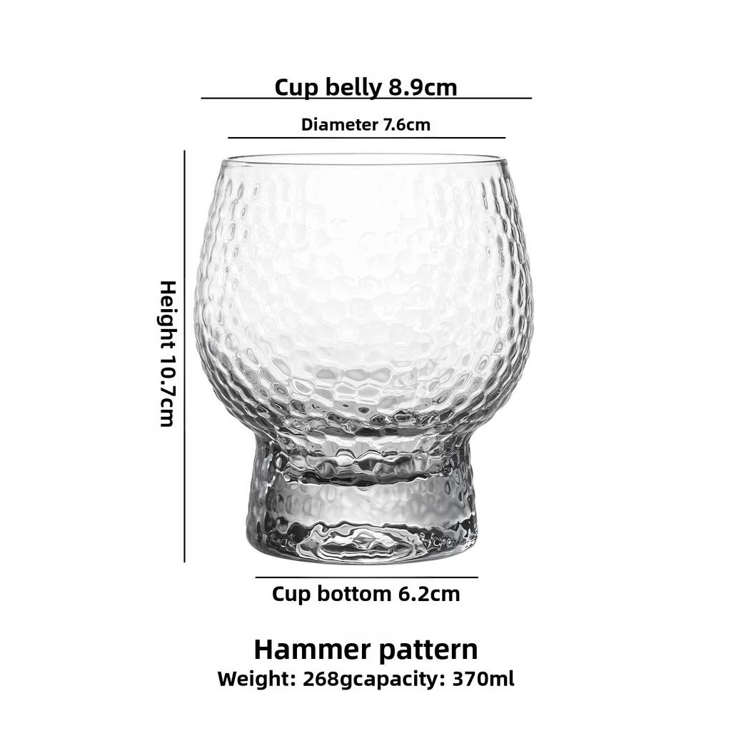 Drum Shaped Glass Tumbler with Thick Base Luxury Whiskey and Americano Cup for Home Bar Entertainment Modern Decor