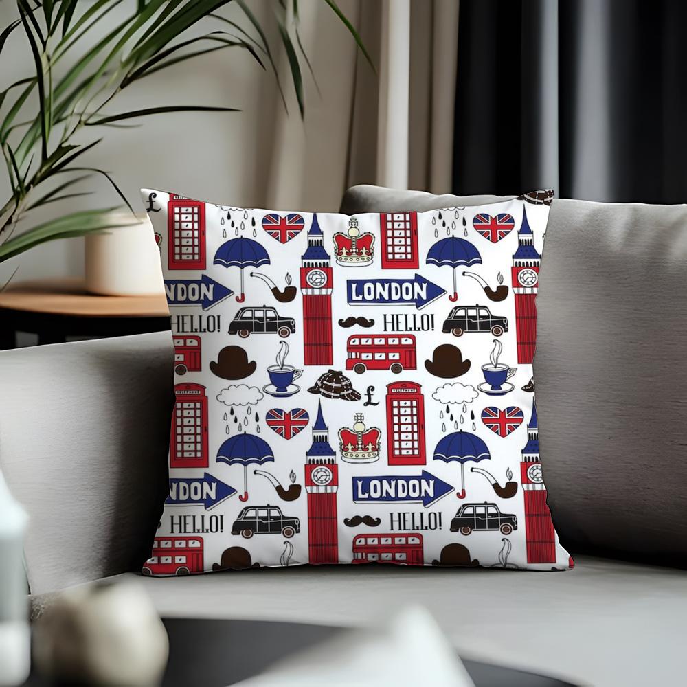 Fashion EEengland Love Printed Cushion Cover Antidustmite Pillowcase Invisible Zipper Silky Short Plush Sofa Cushion Cover