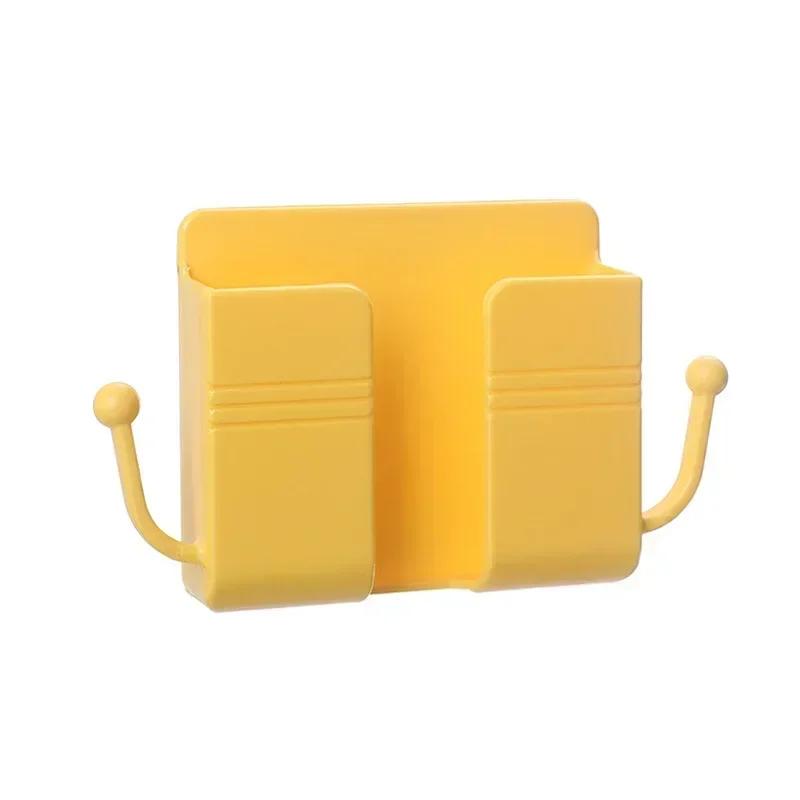 Self-Adhesive Wall Organizer Storage Box Wall Mount Phone Holder Plastic Charging Phone Stand Bracket Holder for Bedroom Office