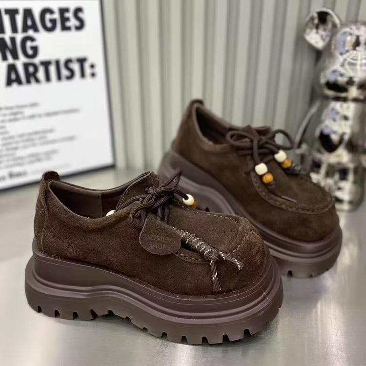 European products 2025 autumn new leather platform loafers women's British style small leather shoes versatile casual shoes fashion trend