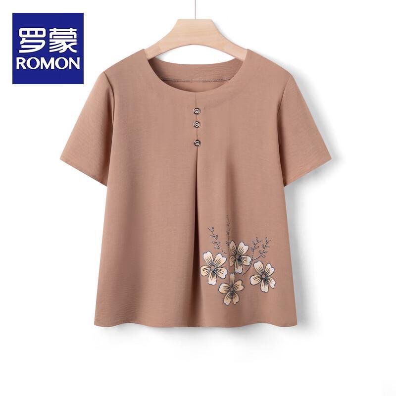 ROMON Women s Floral Print Short Sleeve T-Shirt or Set 2XL