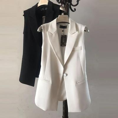 Women's Spring Simple Commuter Suit Vest Solid Color Sleeveless Jacket