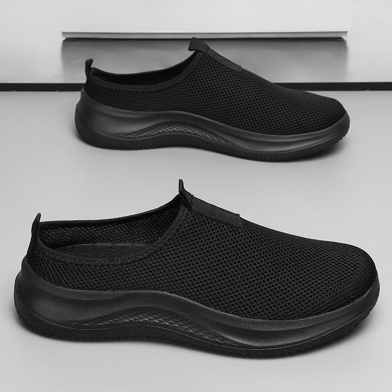 48 large size comfortable and lightweight running shoes men's summer half-drag mesh comfortable one-pedal lazy shoes non-slip men