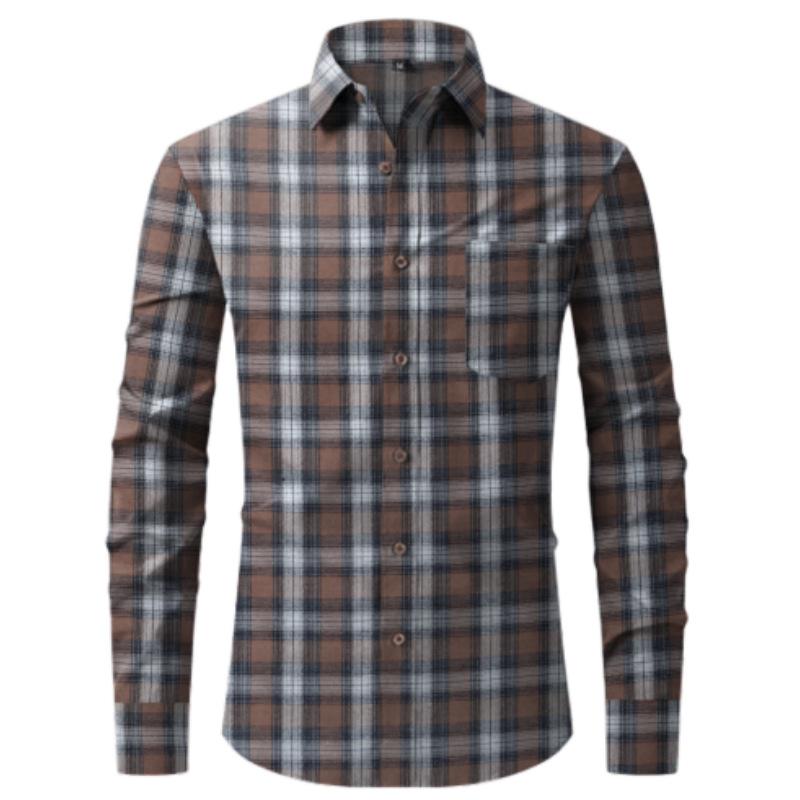 Plaid Men's Shirt Long Sleeve Cardigan