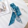 Summer French Retro Blue Tied Hair Small Floral Long Silk Scarf Headband Braided Hair Chiffon Thin Ribbon Scarf