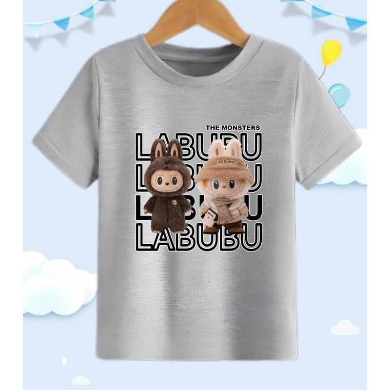 Summer Fashion LABUBU Pattern Children's Short Sleeve Cartoon Labubu Printed Girl Round Neck T-shirt Top