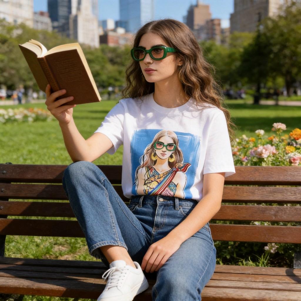 Pure Cotton Graffiti T Shirt With Short Sleeves For Summer Casual Wear