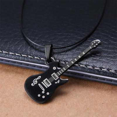 Stainless Steel Music Guitar Shaped Pendant Necklace For Women Men Gothic  Punk Rock Musical Instrument Choker Jewelry