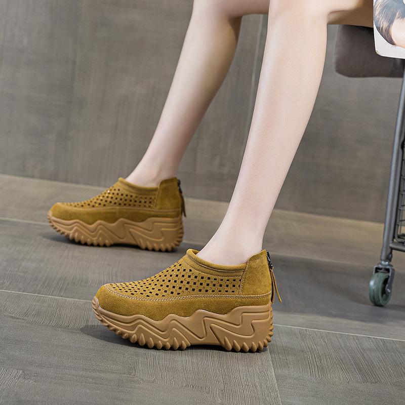 Breathable sandals women's summer 2025 new punching sandals casual fashion versatile inner height increase hollow hole women's shoes