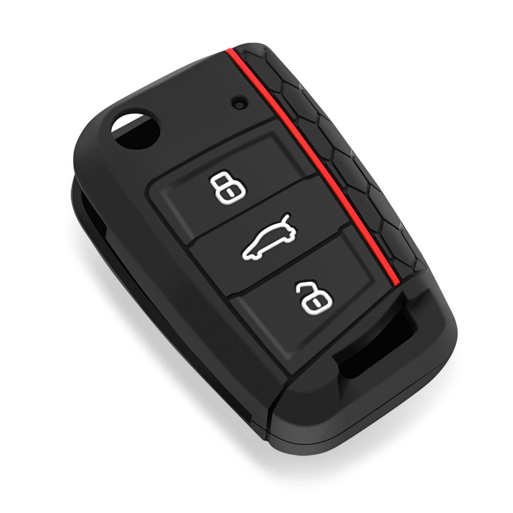 Silicone Car Key Case Cover For Volkswagen Vw Polo Golf 7 Mk7 For Skoda Octavia Combi Seat Leon Ibiza Cuptra Keychain