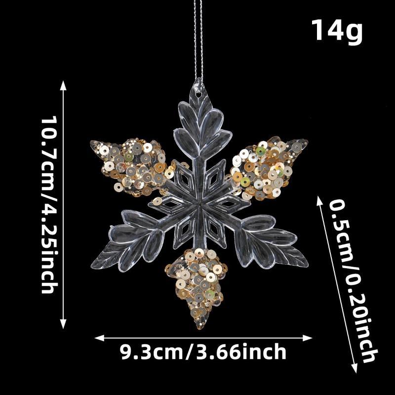 Christmas Ornament Acrylic Sequin Christmas Tree Pendants Snowflake Christmas Supplies Hanging Ornament