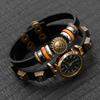 Vintage Punk Mens Leather Watch With Handmade Beaded Band Digital Quartz Wristwatch Adults
