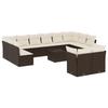 13 piece Garden Sofa Set with Cushions Brown Poly Rattan
