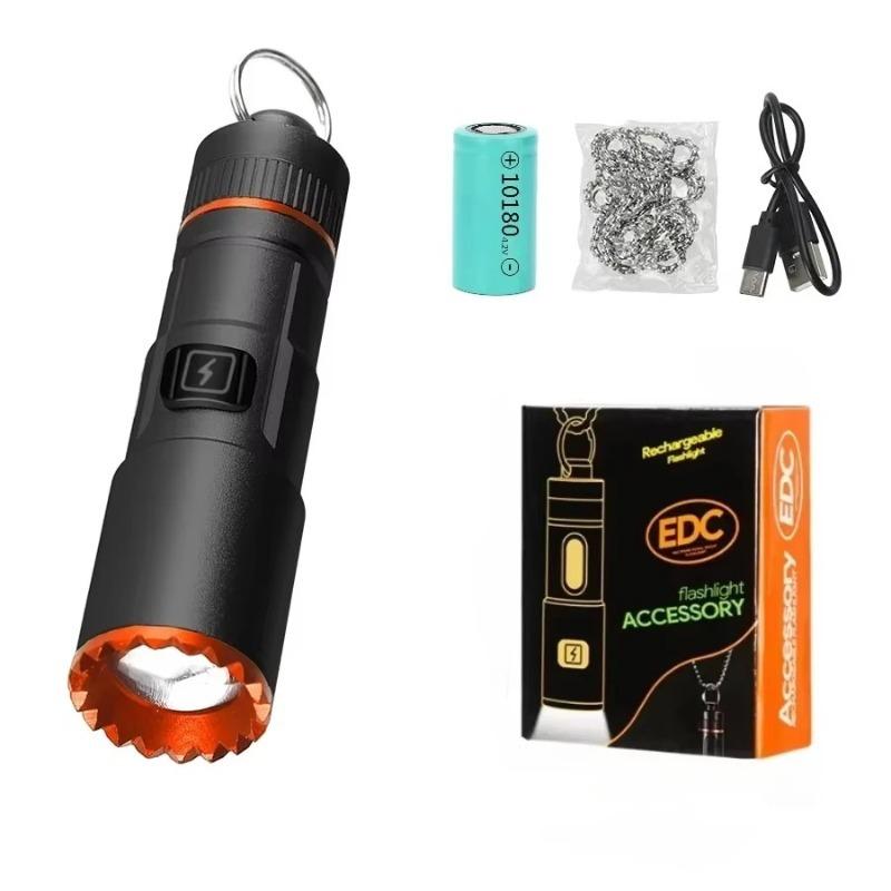Multifunctional Mini Necklace LED Flashlight Pocket Aluminum Alloy Small Torch Type-C Rechargeable Emergency Lighting Torch