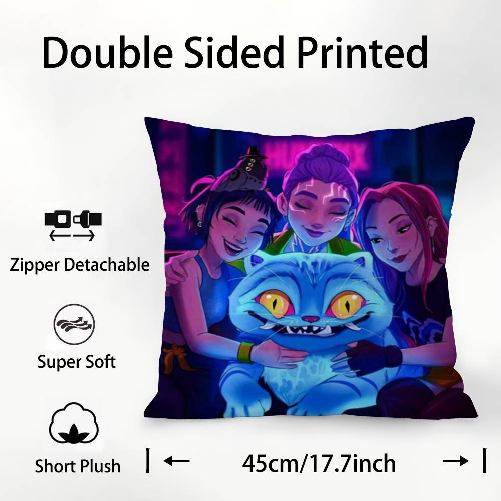 K-kpop D-Demon H-Hunters Pillow Case Plush Fabric Soft  Pillowcase Double Sided Print Cushion Cover Household Gifts