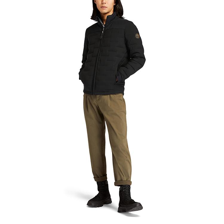 Timberland Logo Warm Collarless Down Jacket Men Jacket Black A2G9P-001