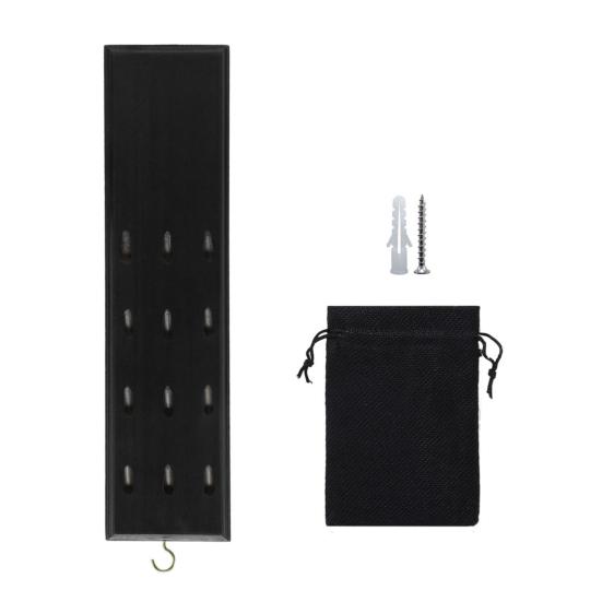 

Настінний тримач для дротиків, дерев’яний тримач для дротиків, 12 наконечників, підставка для дротиків, демонстраційна стійка з металевим гачком і сумкою для зберігання аксесуарів чорний