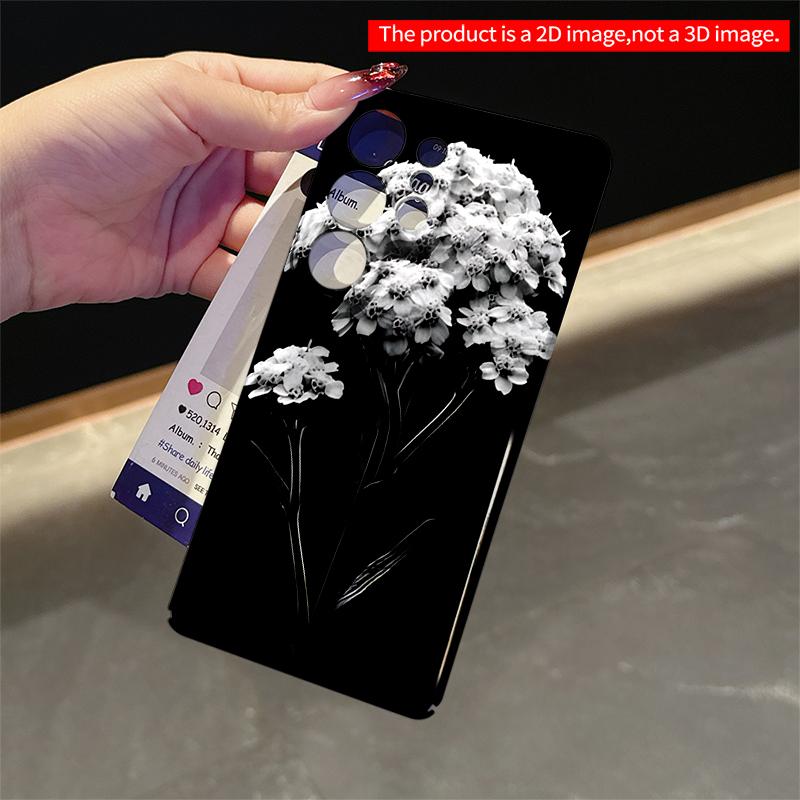 2DFlat Samsung phone case Black and White Floral Design Applicable to Galaxy S23 S24 S25ULTRA S26 A12 A14 A15 A16 A54 A55