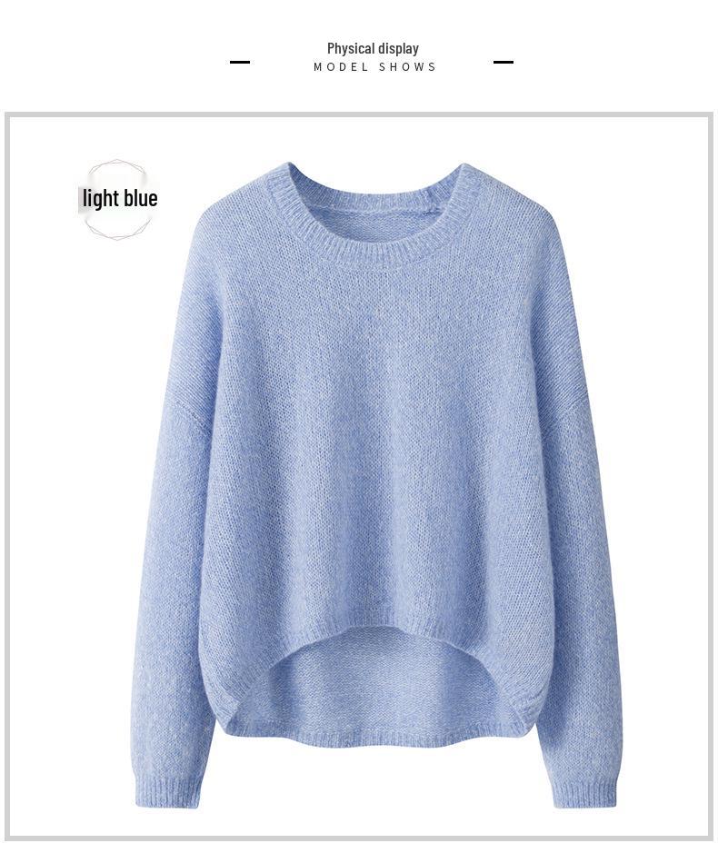 Damen Weicher Kaschmir Strickpullover - Rundhalsausschnitt, Lockere Passform, Einfarbiger Pullover für Herbst/Winter