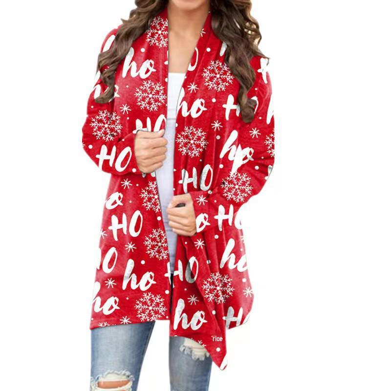Women's Christmas Print Casual Long-Sleeve Cardigan - 2021 Autumn/Winter Collection
