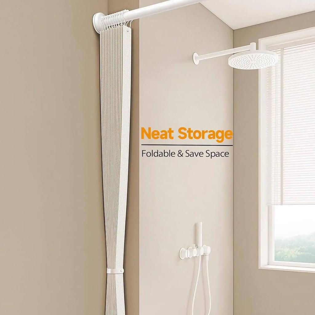 Pleated Folding Door Curtains Natural Blackout Room Valance Curtains with Hooks for Door Way, Accordion Style Closet Privacy