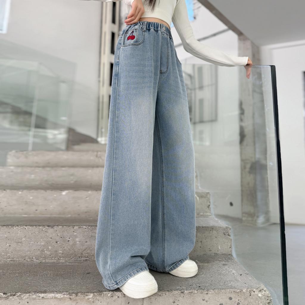 Girls' Jeans Spring and Autumn 2026 New Style Girls' Wide Leg Pants Spring Casual Pants Children's Straight Leg Pants Spring Clothing
