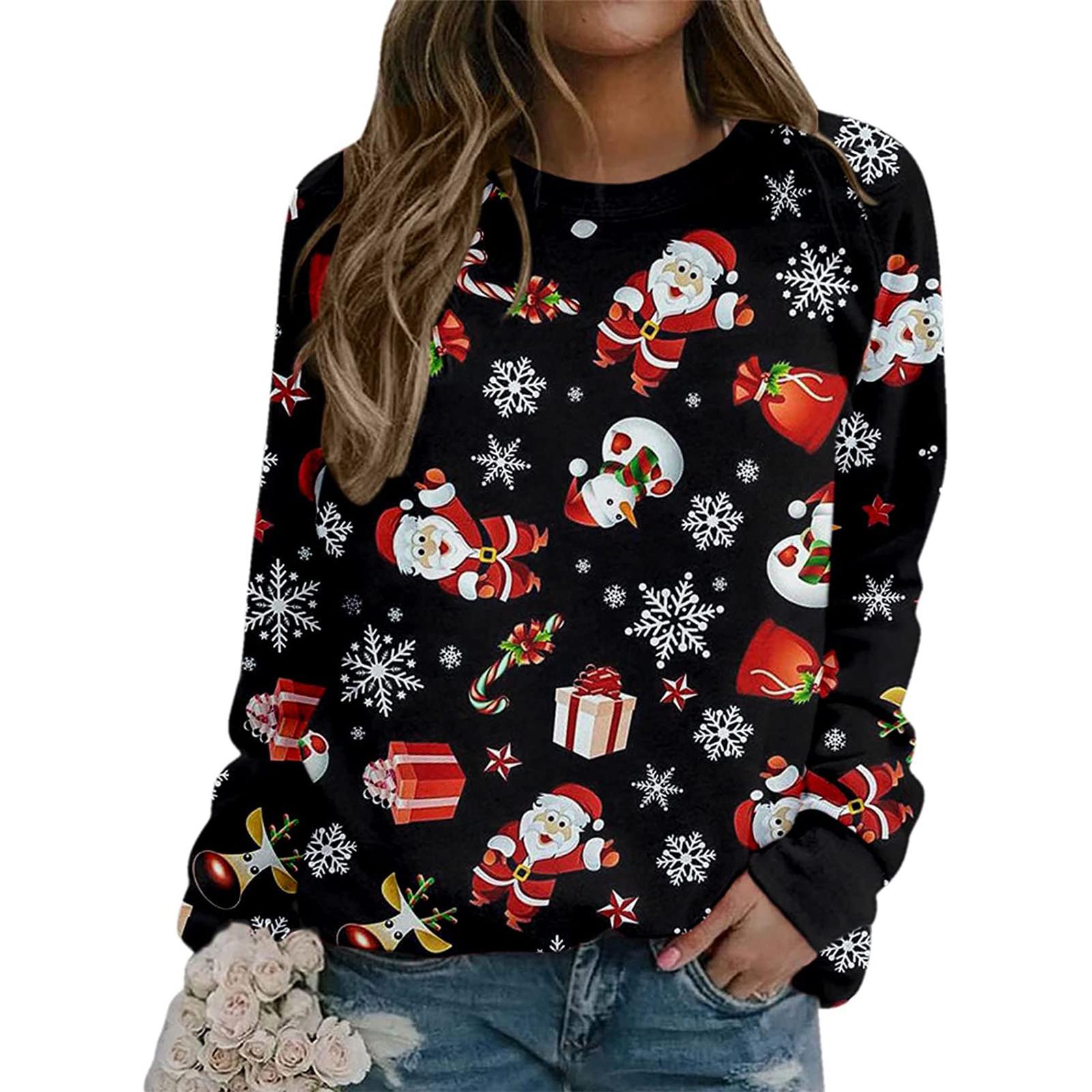 

Модні жіночі різдвяні вечірні топи з круглим вирізом і довгими рукавами M червоний