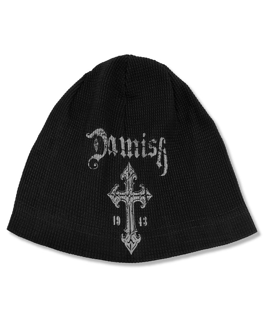 Damiswi Gothic Cross Waffle Beanie_Black