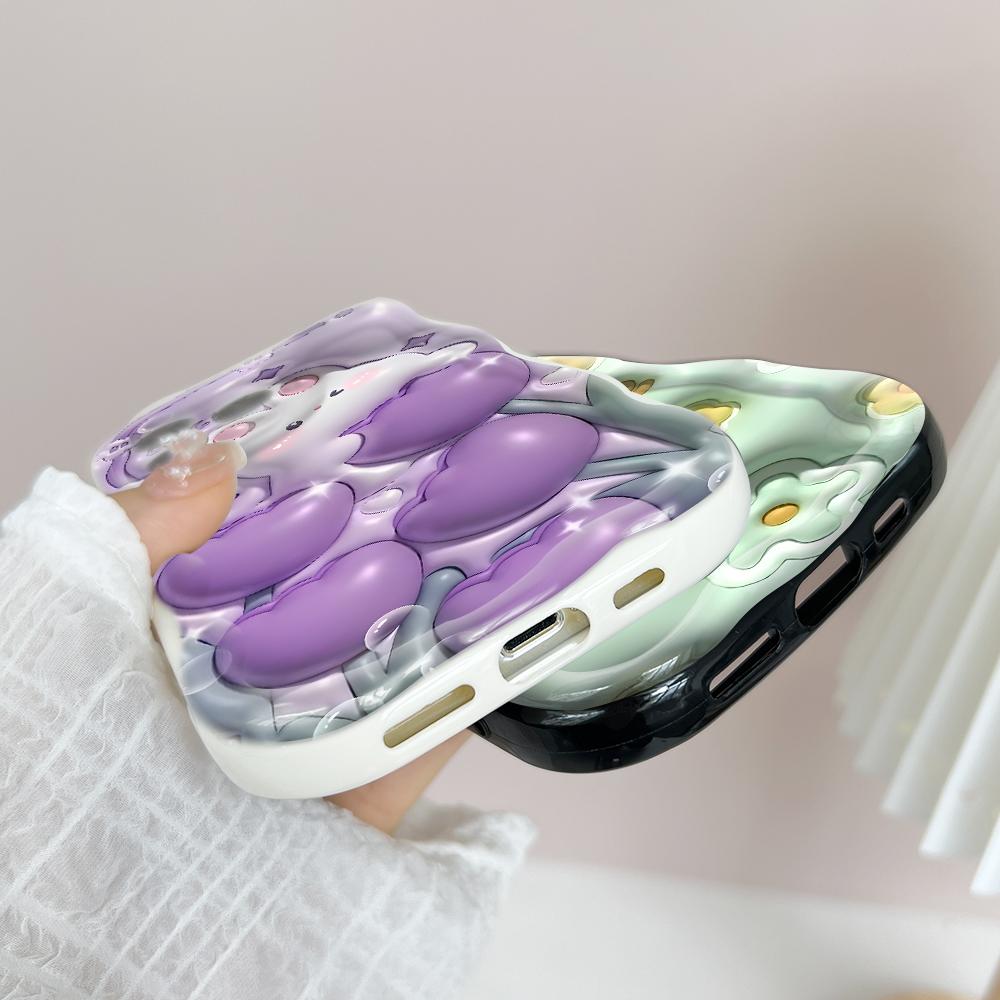 For OPPO A38 A18 A60 A58 A57s A96 Reno12 13 Realme C31 C30 Vivo V30 Y27s Y28 Y36 Y76 Wavy Edge Rabbit Flowers Soft Silicone Phone Case