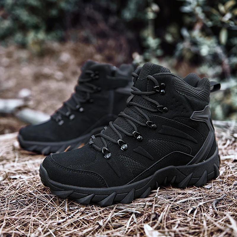 Men Hiking Boots Fashion High-top Military Combat Boots Non Slip Desert  Ankle Boots for Men Shoes