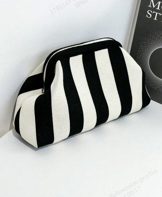 2025 Trendige Damen Colorblock Gestreifte Clutch und Make-up-Tasche