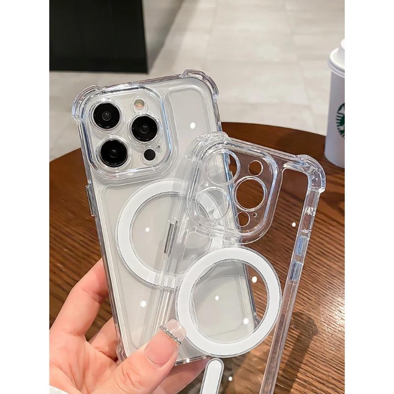Luxuriöse kabellose Lade-Magsafe-Stoßfeste Handyhülle für iPhone 15 14 11 12 13 Pro Max 15 Plus Transparente magnetische Bumper-Abdeckung