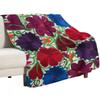 Mexican Embroidery on White Throw Blanket Soft Cozy Blanket for Pet Kids Adults