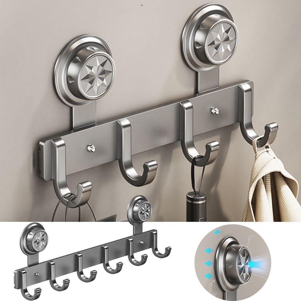 Wall Mounted Suction Cup Door Hook 4/5/6/7/8 Hook Hanging Coat Holder Wall Clothes Hanger  Bathroom