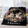 Two Rabbits Customize Text Blanket Cozy Customizable Blanket Comfortable Throw For Chair Office Chair Home Decor Bedding Four Seasons Universal