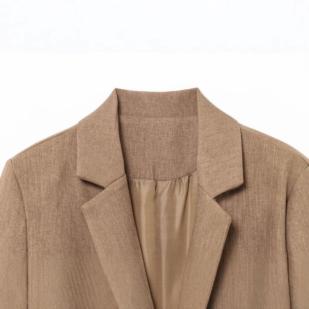 2025 Spring Women's European & American Style Woolen Belted Suit Jacket - Fashionable & Versatile