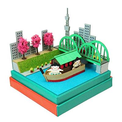 Sankei Miniatuart miniaturní papírová figurka zápasníka Sumo a hausbótu v měřítku MP05-20